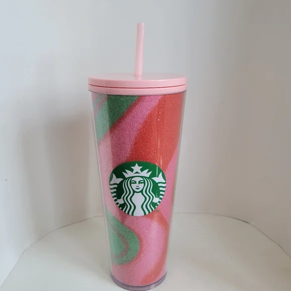 Starbucks | Dining | Starbucks Holiday 220 Pink Swirl Glitter Cold Cup |  Poshmark